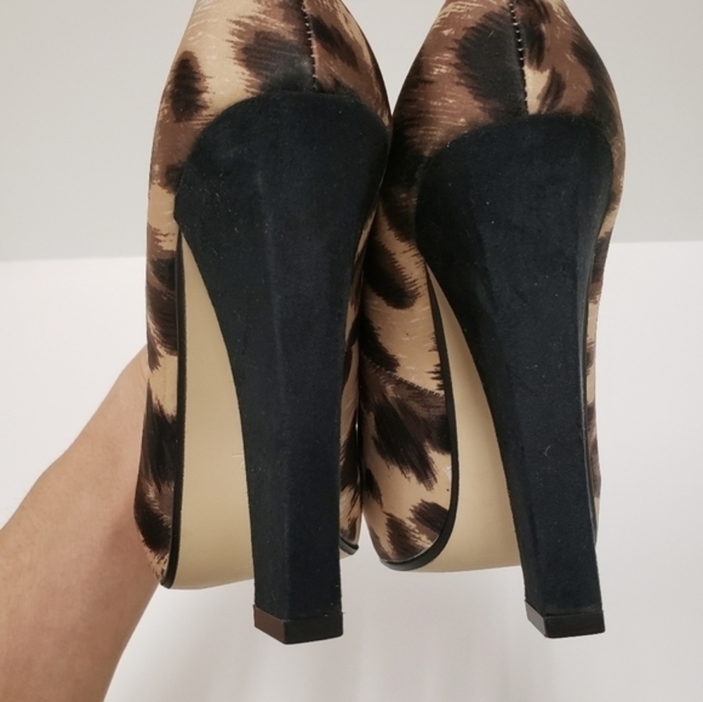 ROBERTO VIANNI Foxy Satin Leopard print hidden Platform high heels NWOT SZ 36 - Picture 10 of 12